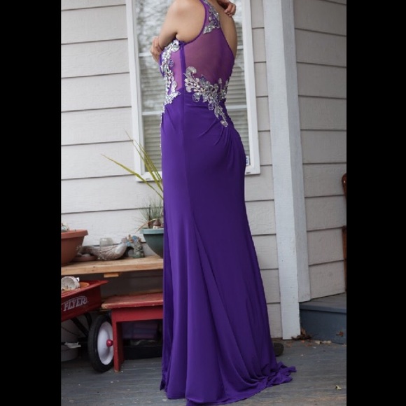 purple silver prom dresses